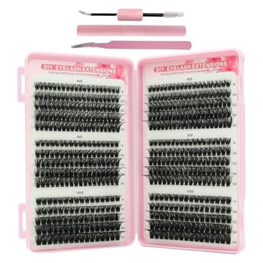 VEGCOO 560 Pezzi Ciglia Finte Extension Ciglia, 60-80-100D Curl Ciglia Finte Ciuffetti, 8-16mm Kit di Extension per Ciglia, DIY Eyelash Extension per Ragazze e Donne Principianti