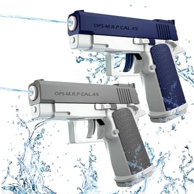 Pistola ad Acqua 2 Pezzi Pistole ad Acqua per Bambini Portata 10 Metri per Estivi Feste all'aperto, Piscina, Spiaggia, Giochi, Regali per Bambini (Blu+Grigio)