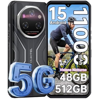 OUKITEL WP55 Pro Rugged Smartphone 5G Android 15-48GB+512GB Telefono Indistruttibile, 108MP+32MP+8MP Visione notturna,120Hz 6.6" 2.4KFHD+ 11000mAh IP68/IP69K,Dual SIM/NFC/OTG Cellulare Antiurto 2025