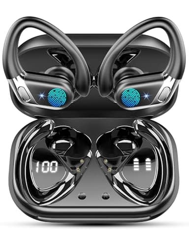 Cuffie Bluetooth, Auricolari Bluetooth 5.4 Sport con 3D HiFi Stereo, 50 Ore Cuffie Wireless In Ear Cancellazione Rumore ENC e 4 HD Mics, Cuffie Senza Fili con LED Display, IP7 Impermeabile Cuffiette