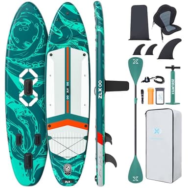 ZLX Tavola da SUP Gonfiabile con sedile per tutti i livelli di abilità, 11'6 x 35 sup tavola gonfiabile con pinna di equilibrio brevettata, con Grande Stabilità