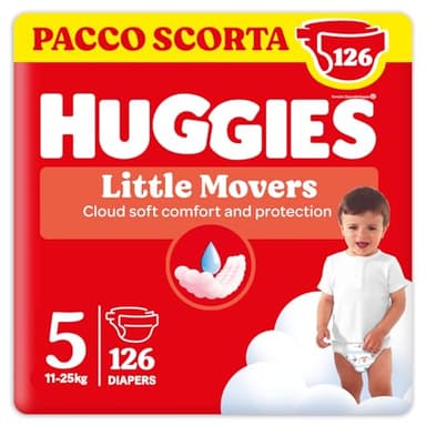 Huggies Ultra Comfort, Pannolini Taglia 5 (11-25 Kg), Design Disney, Pacco Scorta, 126 Pz
