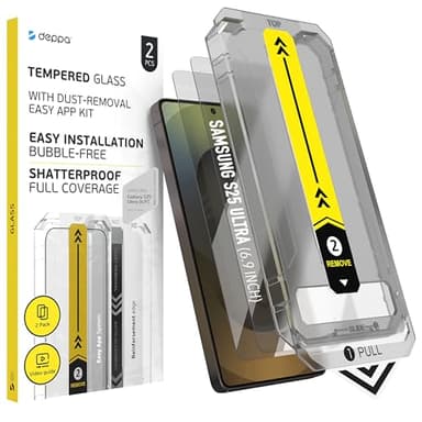 Deppa [2 Pezzi Vetro Temperato per Samsung S25 Ultra (6.9') con Kit di Installazione Facile [Compatibile con ID Impronta Digitale] Ultra Resistente | Copertura Completa