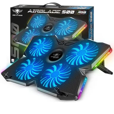 Spirit Of Gamer, Raffreddamento PC Portatile da 10 a 17 pollici, 4 Ventole Silenziose, Compatibile con PS5, PS4, Xbox e PC, Base di Raffreddamento Retroilluminata RGB, Supporto per Laptop Ventilato