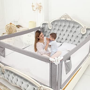 ZEHNHASE Barriera Letto Bambini Viaggio Guardrail sicurezza/protezione removibile per letto bambino (Grigio, 190CM)