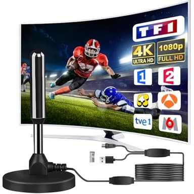 Antenna Tv Interna Amplificata Potente, 2025 Nuova Antenna Tv Interna, 500 Chilometri Di Ricezione A Lungo Raggio Con 360 Gradi Di Spazio Morto