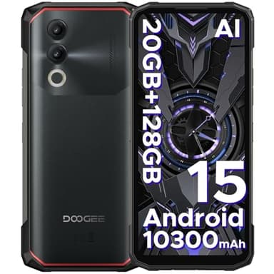 DOOGEE Blade 20 Rugged Smartphone 2025, 20GB+128GB/2TB Telefono Indistruttibile Android 15, 10300mAh Telefono Rugged 6.6” HD+ 90Hz IPS, 3 Slot/4G Dual SIM, Unisoc T7200/16MP+8MP/GPS/Face Unlock Nero