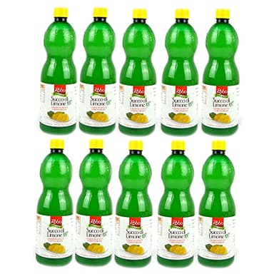 PZ 10 BOTTIGLIE DA 1 LT CADA UNA SUCCO DI LIMONE A BASE DI SUCCO CONCENTRATO LEMON JUICE IN BOTTIGLIA PER RISTORAZIONE E CUCINA