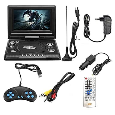 Bamberg TV Portatile da 7,8 Pollici Lettore Dvd per Auto da Casa HD VCD CD Lettore MP3 HD EVD con TV/FM/USB/Funzione di Gioco-Spina UE
