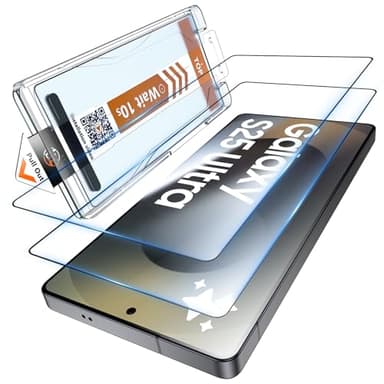 LK 2 Pezzi Vetro Temperato per Samsung Galaxy S25 Ultra, Rimozione Automatica Della Polvere, Senza Bolle, Installazione Automatica e Rapida, Antigraffio, Ultra HD Pellicola Protettiva Durezza 9H