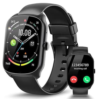 Smartwatch Uomo Donna, Schermo Curvo HD da 1,95'' Orologio Smartwatch con Effettua/Risposta Chiamate, 112 Sportive Smart Watch con Contapassi/Sonno/Cardiofrequenzimetro, Impermeabile IP68, Nero