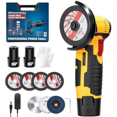 76MM Smerigliatrice a Batteria, 19500 RPM Flessibile a Batteria, Mini Smerigliatrice Angolare a Batteria con 2 Batterie e 7 Dischi da Taglio per Tagliare, Lucidare e Levigare