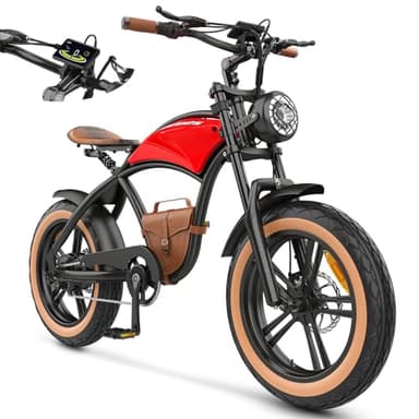 Bici Elettriche Fat Bike Elettrica 250W Motore,Hidoes Fat Bike Elettrica 13AH Batteria Gamma 40Miles,Bici Elettrica Uomo E Bike Retrò in Stile Cowboy con Borse in pelle