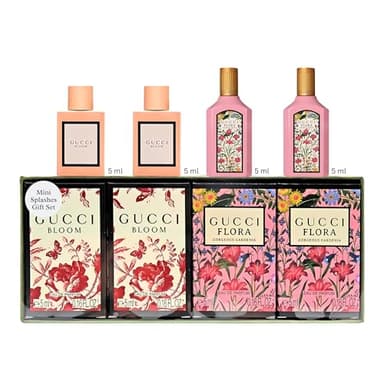 Gucci 4 Pezzi Set Regalo Profumi per Donna- 2x Gucci Bloom 4,5 Once e 2x Gucci Flora 4,5 g