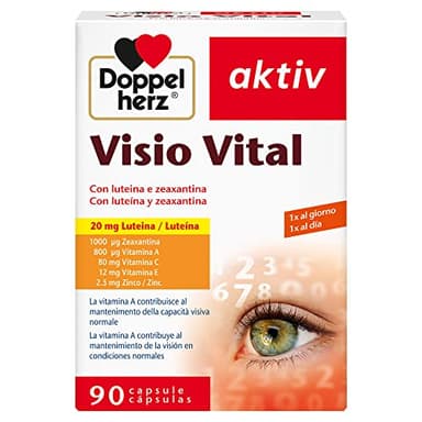 Doppelherz aktiv Visio Vital - Integratore Alimentare per la Vista con Luteina, Zeaxantina, Vitamina A, C, E e Zinco - Senza Glutine e Lattosio - 90 Capsule