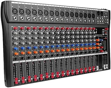 Depesheng DX16 Interfaccia controller audio DJ con unità USB per registrazione su computer Mixer audio da studio a 16 canali - Jack microfono XLR, alimentazione 48 V, ingresso/uscita RCA