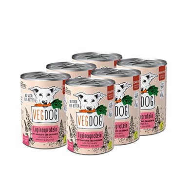 VEGDOG Sensitive Cibo Umido Ipoallergenico per Cani Sensibili (6 x 400 g) | Cani Adulti | Facilmente Digeribile con Proteine di Lupino per Allergie Alimentari