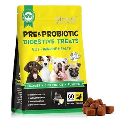 Probiotici per Cani - Masticatori Probiotici per la salute dell'intestino, Prurito Cutaneo, Diarrea - Masticatori per il Supporto Digestivo e il Sollievo Dalle Allergie Dei Cani con Enzimi