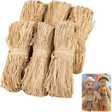 Aililong Rafia Filato per Uncinetto, 6 Pezzi 300g Nastro di Filo Naturale l'artigianato Fai da Te, Legare fioristi Giardino - Flessibile ed Ecologico