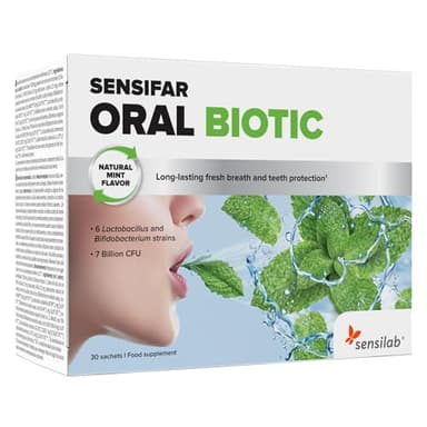 Probiotici orali per sostenere la salute dentale e gengivale, 7 miliardi di CFU con Howaru Smile, xilitolo e inulina cicoria, alito fresco, 30 bustine di Sensilab