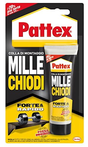 Pattex Millechiodi Forte & Rapido, adesivo di montaggio extra forte che sostituisce viti e fori al muro, adesivo bianco con effetto ventosa, 1x100g blister