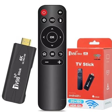 Android TV Stick 4K 2G+16GB H313 Quad-Core 64bit WiFi5 Dual 2.4G/5G WiFi HDR10+ HD Smart TV Stick Box (H 2+16)