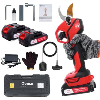 OUTIGO Forbici Potatura Elettriche, Dotato di 2 batterie da 21V 3000mAh, 25 mm, Forbici elettriche da potatura,con Motore brushless per giardinaggio, alberi da frutto, vigneto