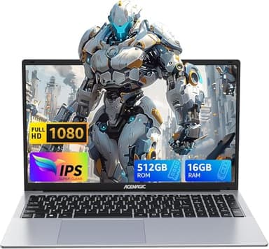 ACEMAGIC PC Portatile 16GB DDR4 RAM 512GB SSD,Alder Lake-N97【Battere N100/N95,Fino a 3.6Ghz】 Notebook,15.6" Full HD Computer portatile 2.4G/5G WiFi,BT5.0,Type_C, USB3.2,HDMI Ufficio(Grigio) 2025