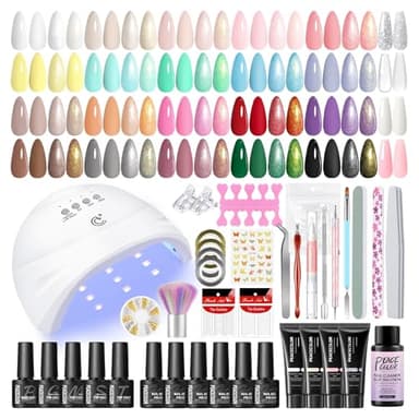 Peacecolor 53pcs Kit Semipermanente Unghie con Lampada, 20 Colori Kit Unghie Gel Completo y 4 Colori Gel Extension Professionale con Base y Top Coat