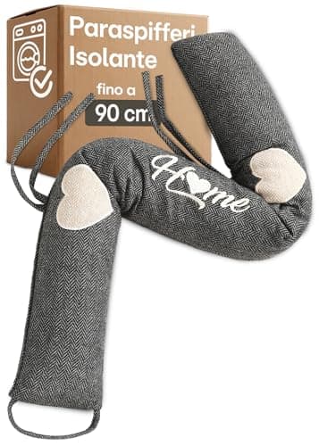 Praknu Paraspifferi Isolante per Porte e Finestre 90 cm - Lavabile - Risparmio Energetico - Extra Pesante - Grigio