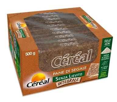 Céréal Pane di Segale, Senza Lievito, con farina integrale di segale, senza agenti lievitanti, 500 g