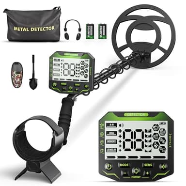 Metal Detector professionale per adulti e bambini, chip anti-interferenza, IP68, impermeabile, supporta batteria e alimentazione USB, 5 modalità di rilevazione (Verde)