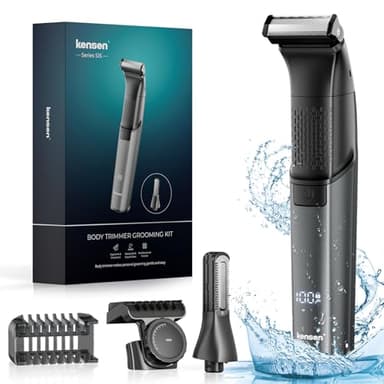 kensen Rasoio Elettrico Corpo Uomo Impermeabile Rasoio Corpo Uomo 2 In 1 Depilatore Intimo Wet&Dry Tagliapeli con Pettini Regolabili 1-10mm per Arti & Torso & Dalla Vita in Giù 100 Minuti di Autonomia