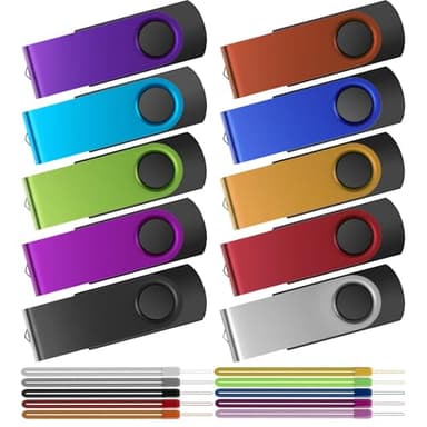 Chiavetta USB 2.0 girevole, Portachiavi 10 Pezzi Pendrive 8GB per archiviazione dati 10 X 8GB in multiple colors per PC Laptop Computer