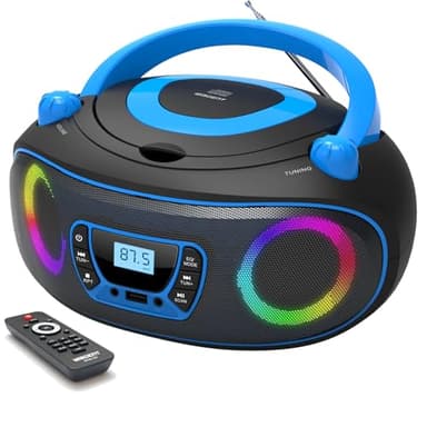 Lettore CD Radio portatile per bambini Boombox, con Bluetooth | Radio FM | USB | MP3 | Compatibile con CD-R/CD-RW, lettore CD radio