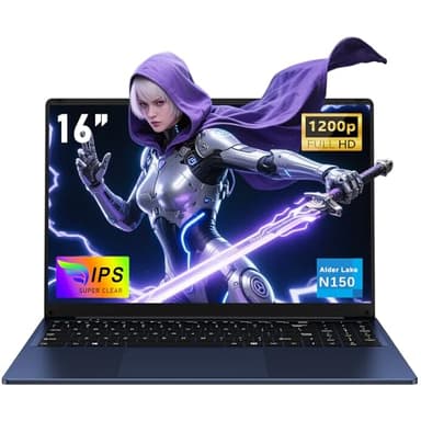 NAIKLULU 16 Pollici Computer Portatile Computer Portatile 2025, 13th Gen Twin Lake Processor N150(1,2 a 3,6 GHz) Laptop, RAM 16 GB SSD 1 TB Notebook, tastiera completa retroilluminata, 1920 x 1200 P