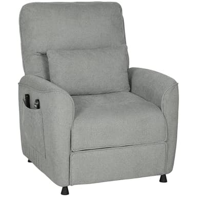 HOMCOM Poltrona Relax Elettrica Massaggiante e Riscaldante, Silenziosa, Poltrona Reclinabile 150° in Ciniglia con Cuscino, Funzione Memory, 2 Telecomandi, Poggiapiedi, Soggiorno Ufficio, Grigio Scuro