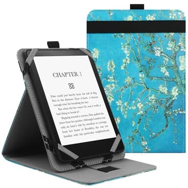 VOVIPO Custodia universale per 6 "6.8" 7"Kindle Paperwhite/colorsoft eReaders,Stand Cover con cinturino compatibile con Kindle/Kobo/Tolino/Pocketbook/Sony 6-6.8-7 pollici ebook readers-Apricot Flower