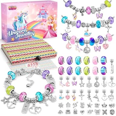 BIIB Regalo Bambina 5 6 7 8 9 10 Anni, Kit Braccialetti Fai Da Te Bambina, Giochi Bambina 5-12 Anni Femmina, Unicorno Bambina Regalo, Regalo Compleanno, Crea Braccialetti Bambina