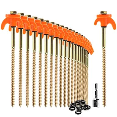 COM-FOUR® 24x picchetti per tenda - robusti picchetti in acciaio con supporto per filo e corda - picchetti per terreno roccioso per campeggio e all'aperto - ganci per tenda per terreno duro e legno