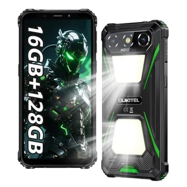 OUKITEL G5 Rugged Smartphone 2025, 16GB+128GB/1TB Telefono Indistruttibile, 900 LM Luce Campeggio, 6300mAh Cellulare Antiurto, 6.0" Telefono Rugged, 13MP Cellulare,Octa-core, Dual SIM/OTG/GPS, Verde