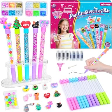 MOMUSE Laboratorio Delle Penne 50 Pezzi, Kit Creativo per Creare Penne Fabbrica, Lavoretti Creativi per Bambini 6 Anni, Idee Regalo per Ragazze 6 7 8 9 10 anni