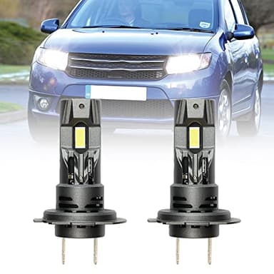 NSLUMO H7 LED Lampadine per fari per Dacia Duster Logan Sandero mk2 2012-up Fascio abbagliante 6500K Bianco 6x LED super luminoso conversione faro H7 Sostituzione alogena Mini formato
