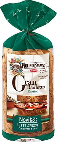 Mulino Bianco Gran Bauletto Rustico con Farina di Segale, Semi di Girasole, Sesamo e Lino, Pane Gustoso e Ricco di Fibre, Ideale per Pausa o Spuntino, Senza Olio di Palma, 500 g