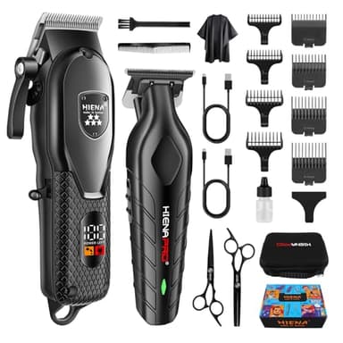 HIENA PRO Set Tagliacapelli Uomo Professionale, Macchinetta Per Tagliare i Capelli Con Cordless, Taglia Barba e Capelli Uomo, Macchina Per Capelli Con LED Display