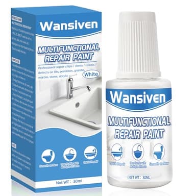 Wansiven Riparazione per Vasca Smalto, Riparazione per Piastrelle, Smalto acrilico a base acqua per ritocchi di scheggiature con effetto vernice, Smalto per piastrelle con potere riempitivo 30 ml