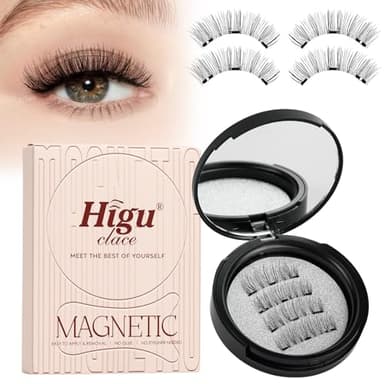 Higu clace Ciglia Finte Magnetiche con applicatore, Ciglia Finte Magnetiche Naturali, non c'è bisogno di colla magnetica per Ciglia facile da indossare e rimuovere (BLACK-B)