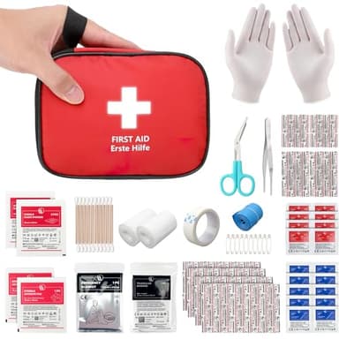 HONYAO® Kit di Pronto Soccorso Portatile 90 Pezzi, Mini Kit Primo Soccorso, Borsa Pronto Soccorso per Casa Auto Viaggio Moto All'aperto Trekking e Campeggio
