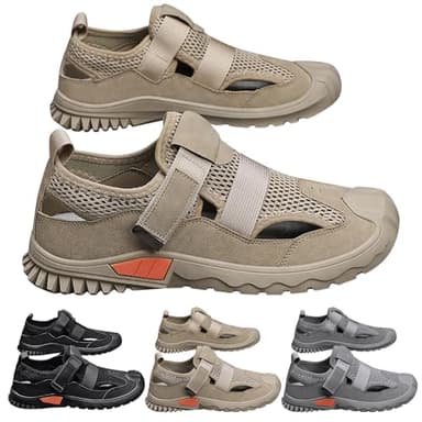 Scarpe sportive da uomo traforate, sneaker da uomo, design a rete, slip-on, di sicurezza, resistenti all'usura, per il tempo libero, semplicità, comode da jogging, estive, beige., 44 EU