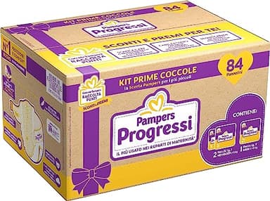 Pampers Progressi Primi Giorni, 84 Pannolini, Due Pacchi Taglia 1 (2-5 Kg) e Un Pacco Taglia 2 (3-6 Kg)